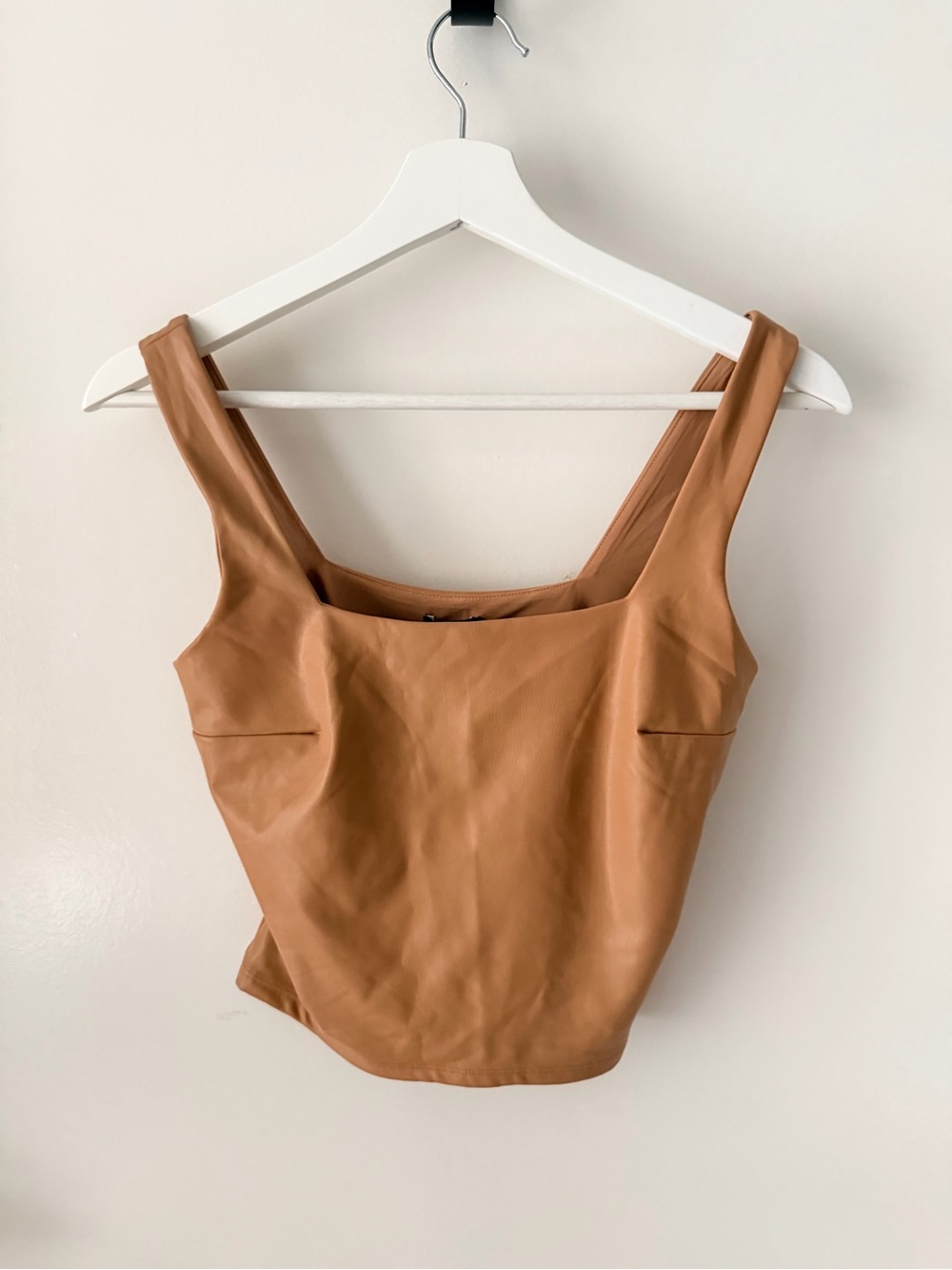 Express Body Contour Faux Leather Tank XS NWT Camel